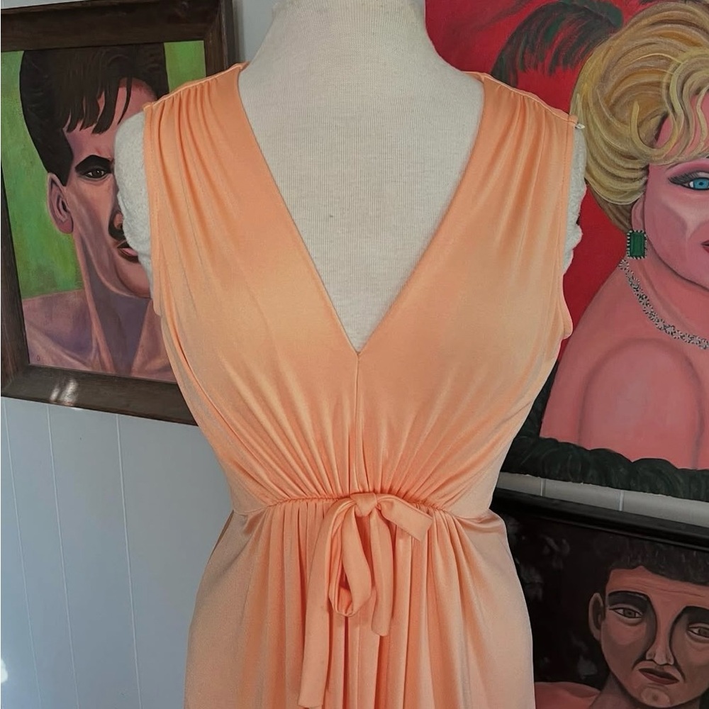 Vintage Peach Plaza South Evening Dress w/ Matching Vest
